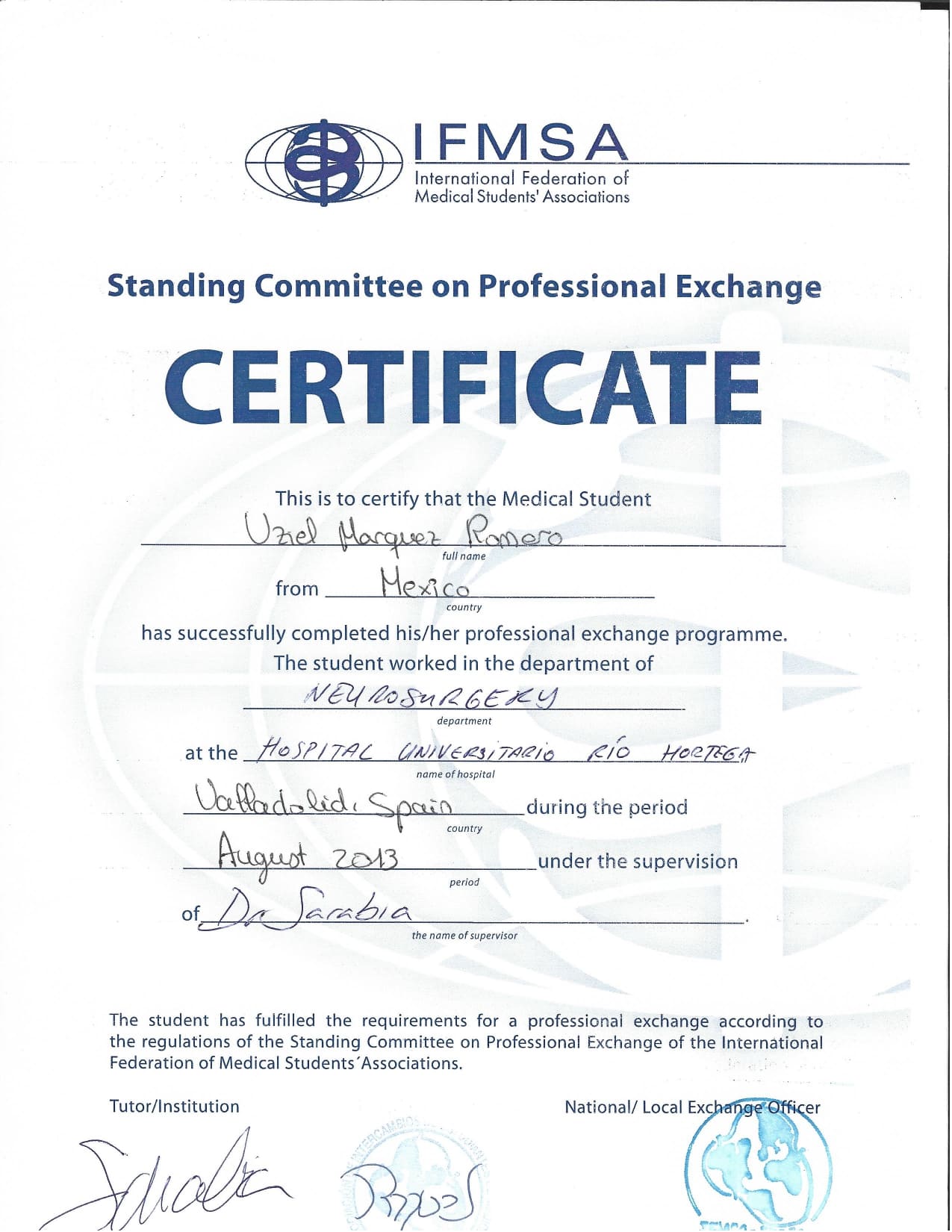 IFMSA Intercambio España 2013